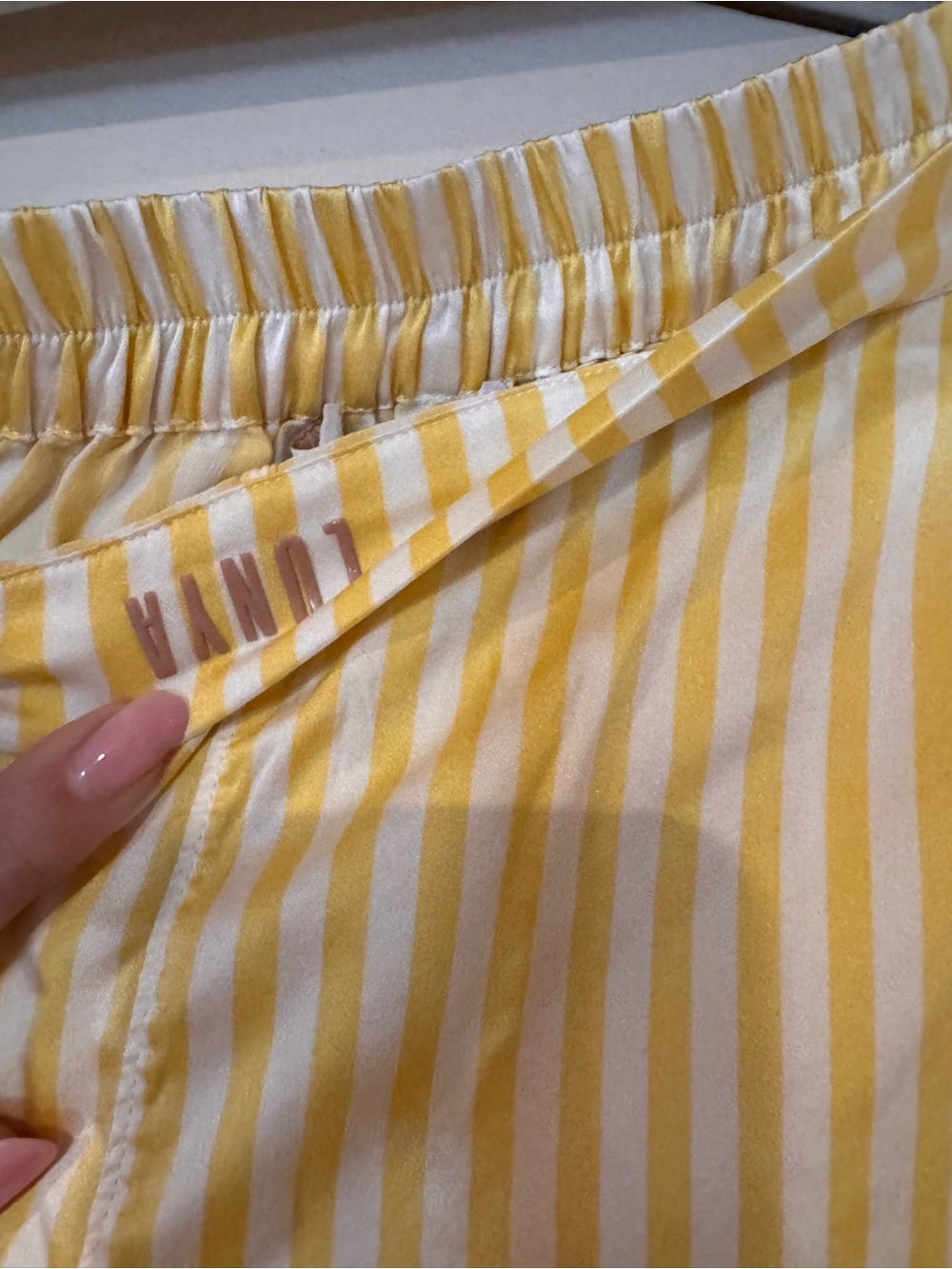 Lunya Silk Yellow Striped Pajama Set - Top & Shorts - Picture 6 of 8
